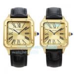 TW Factory Replica Cartier Santos-Dumont Yellow Gold Couple Watches